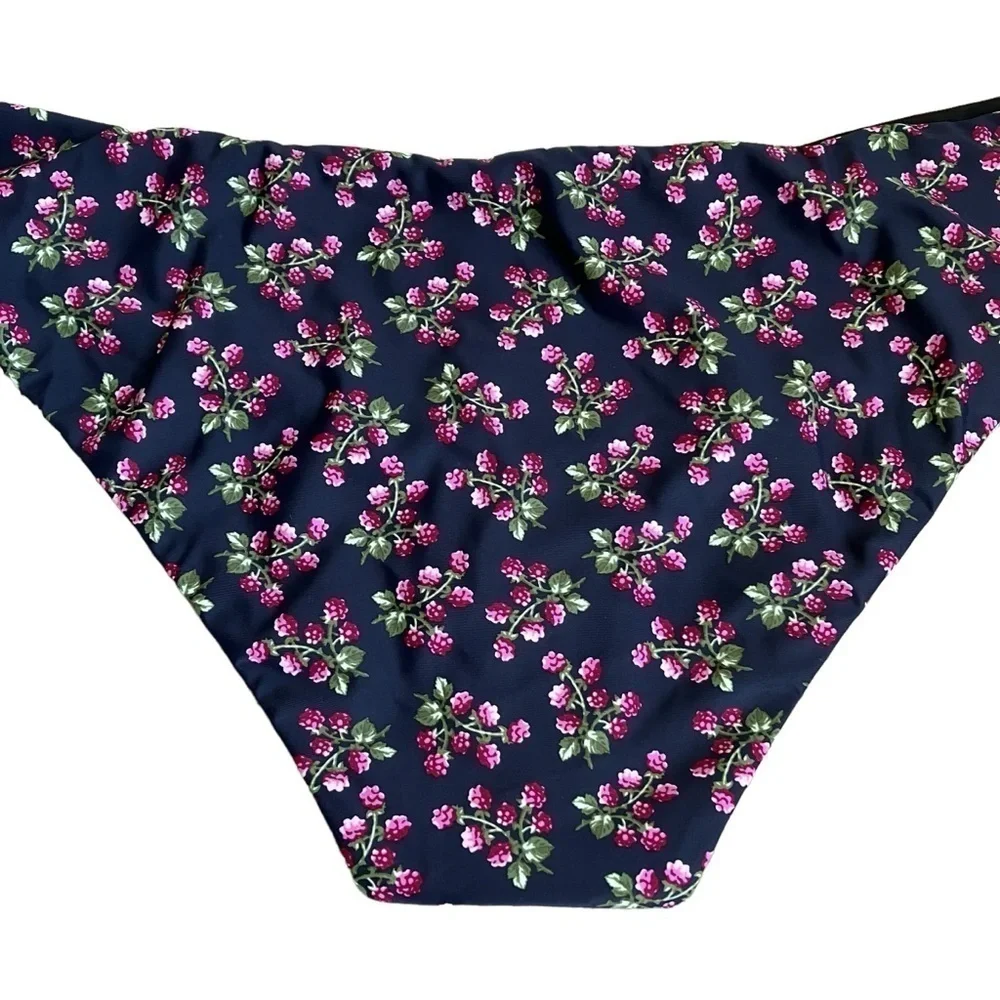 NWT J. Crew Hipster Bikini Bottom in Twilight Berry Navy with Pink Print Sz 2X